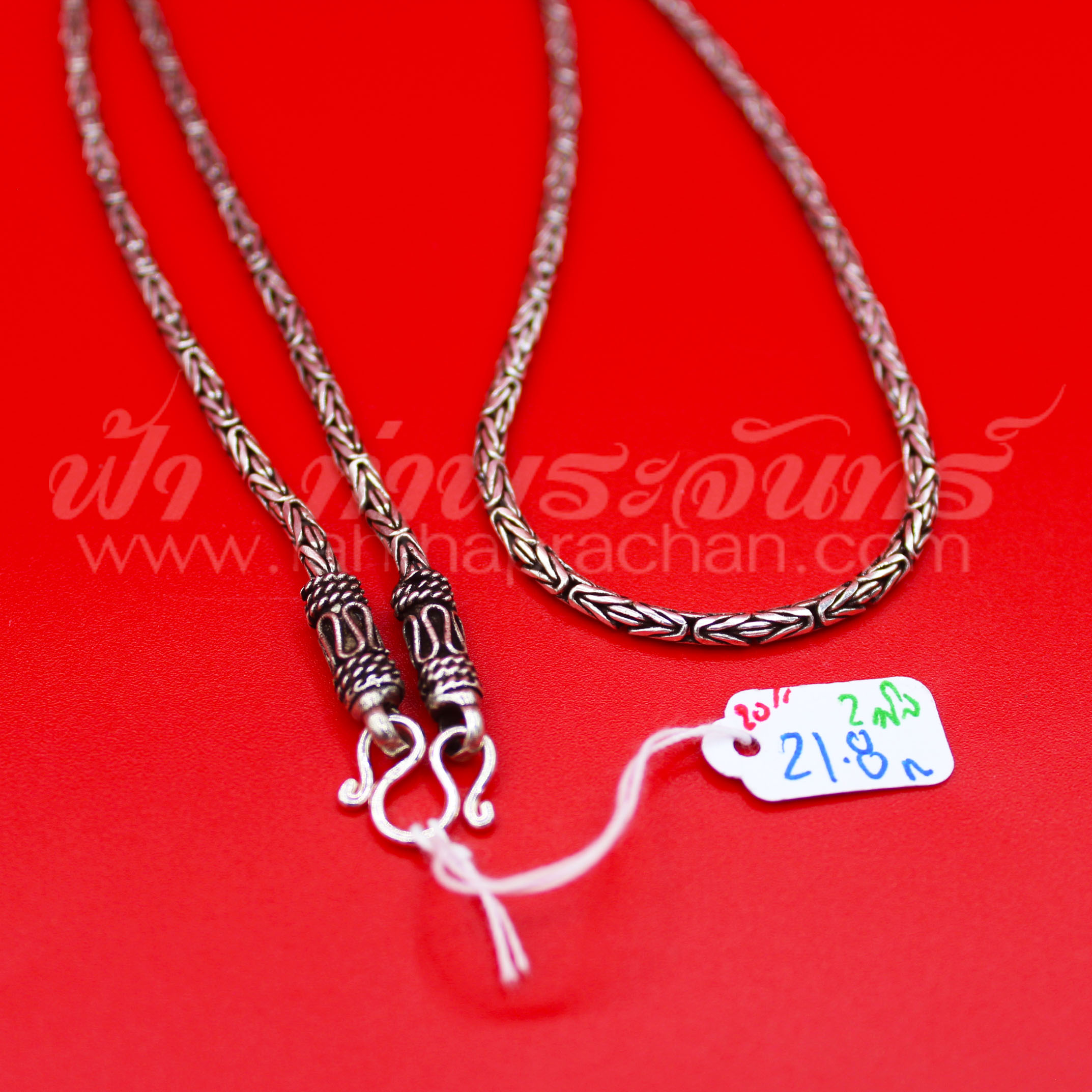 สร้อยคอเงินแท้ 92.5 ลายบาหลี หัวจรวด รมดำ