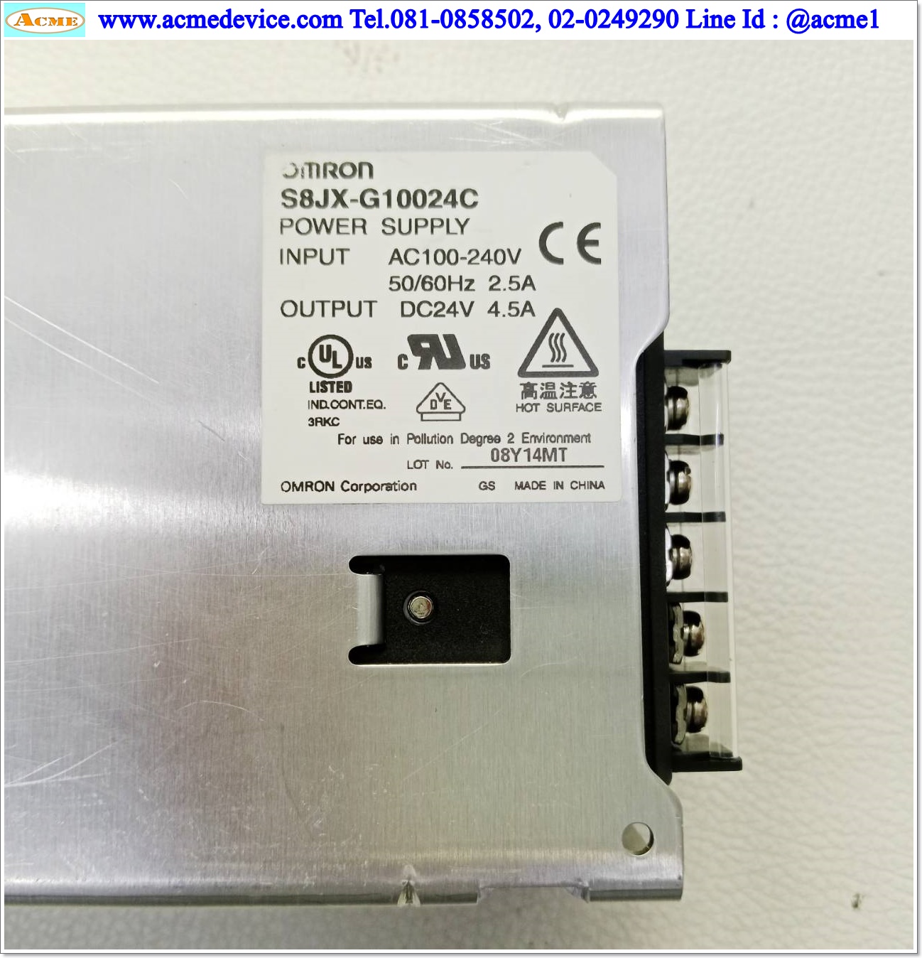 Power Supply Omron รุ่น S8JX-G10024C, Output 24V, 4.5A, 100W