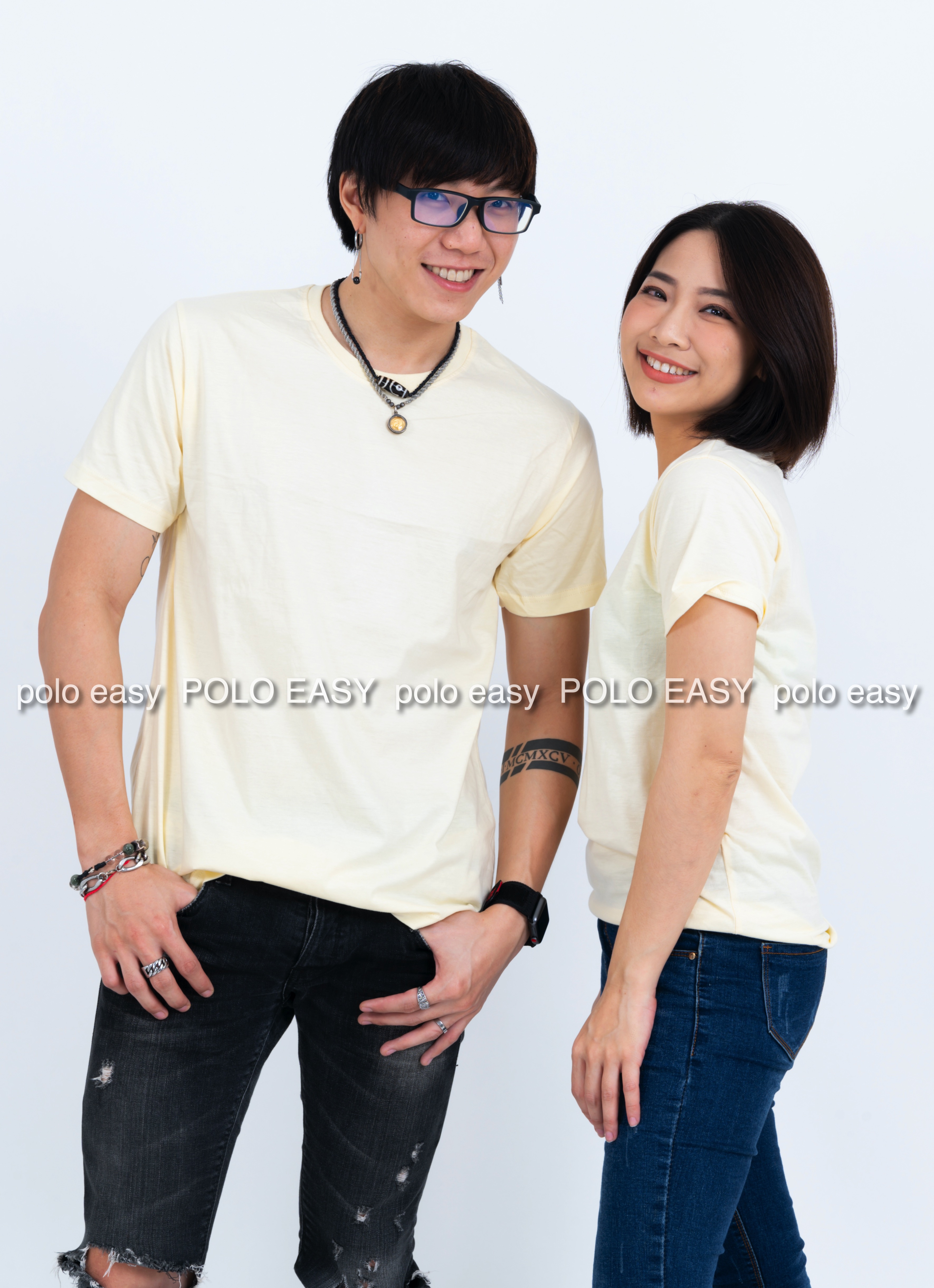 3XL เสื้อยืด สีครีม คอกลมแขนสั้น Size 3XL แขนสั้น