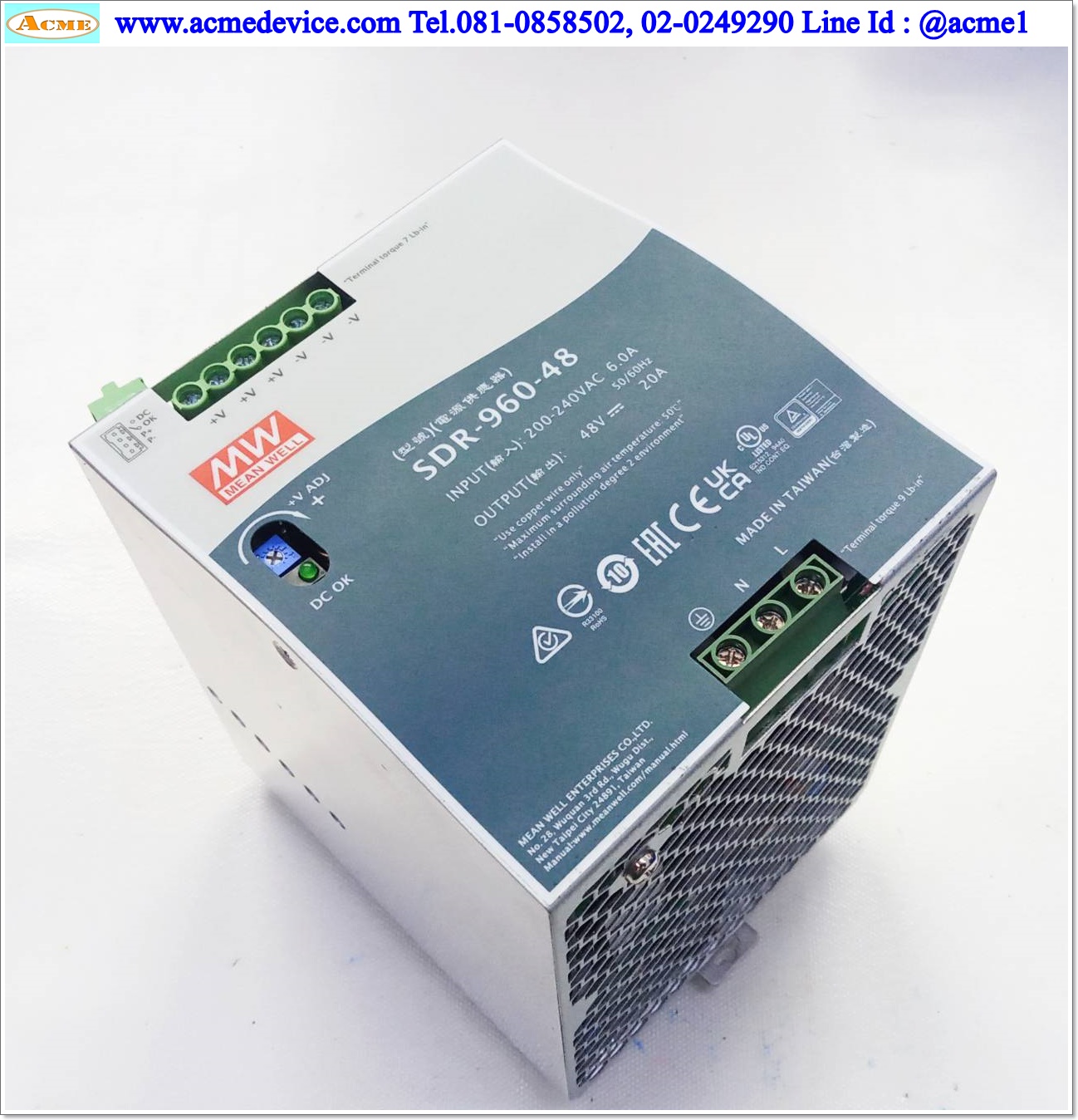 Power Supply Mean Well รุ่น SDR-960-48, Output 48V, 20A, 960W