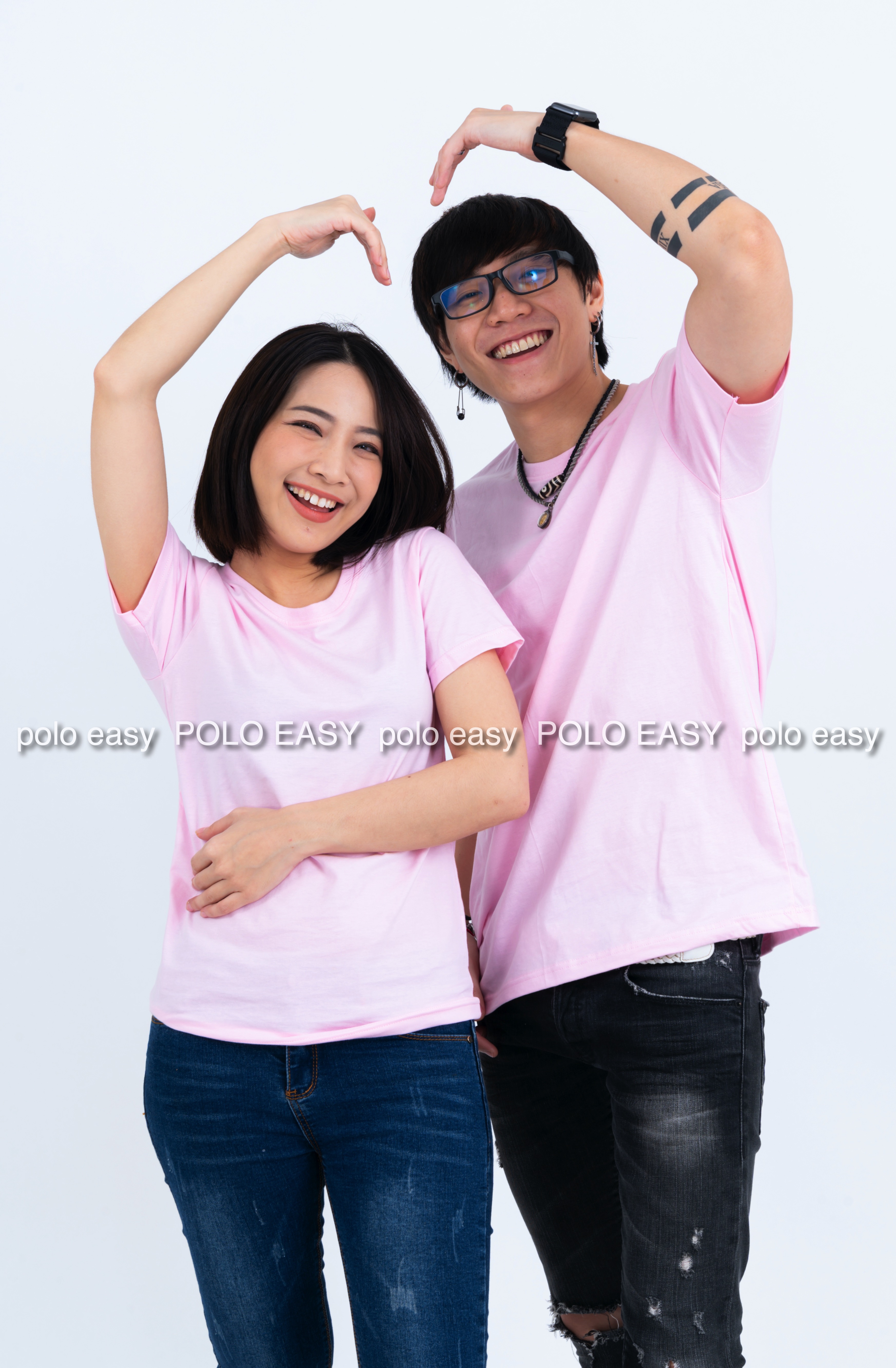 3XL เสื้อยืด สีชมพูพาสเทล คอกลม แขนสั้น Size 3XL