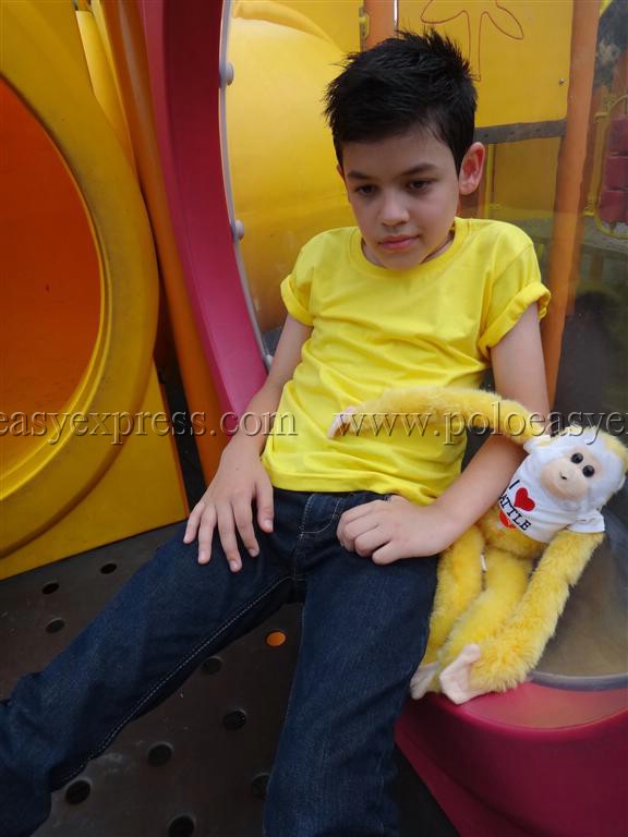 เสื้อยืดเด็ก สีเหลือง คอกลม แขนสั้น Size XL