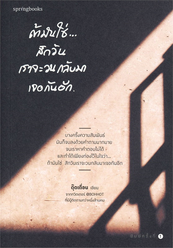 หนังสือเรื่อง ถ้ามันใช่...สักวันเราจะวนกลับมาเจอกันอีก : ตุ๊ดเถื่อน : สำนักพิมพ์ Springbooks