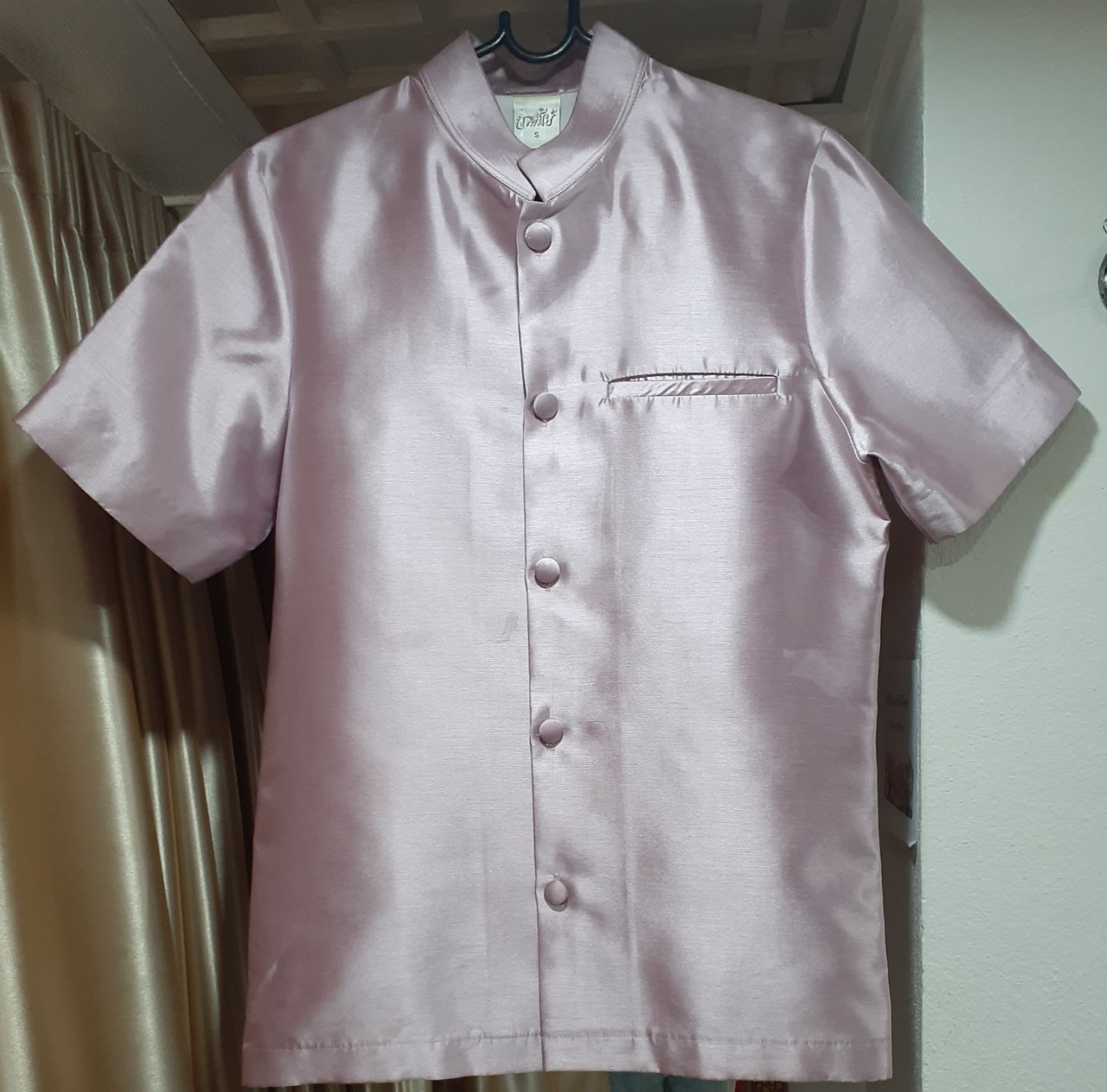 เสื้อผ้าไหมสีม่วง XL