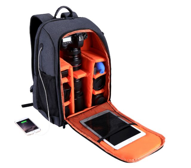 กระเป๋ากล้อง Backpack ยี่ห้อ Puluz รุ่น PU5011 สำหรับใส่กล้อง ขาตั้ง อุปกรณ์กล้อง สีเทา