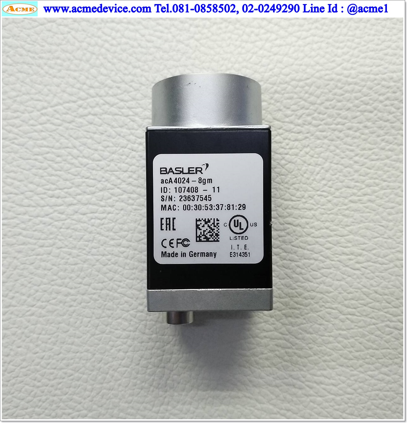 Camera Basler รุ่น acA4024-8gm, Resolution 12.2 MP, 4024 px x 3036 px, Monochom, GigE, C-mount