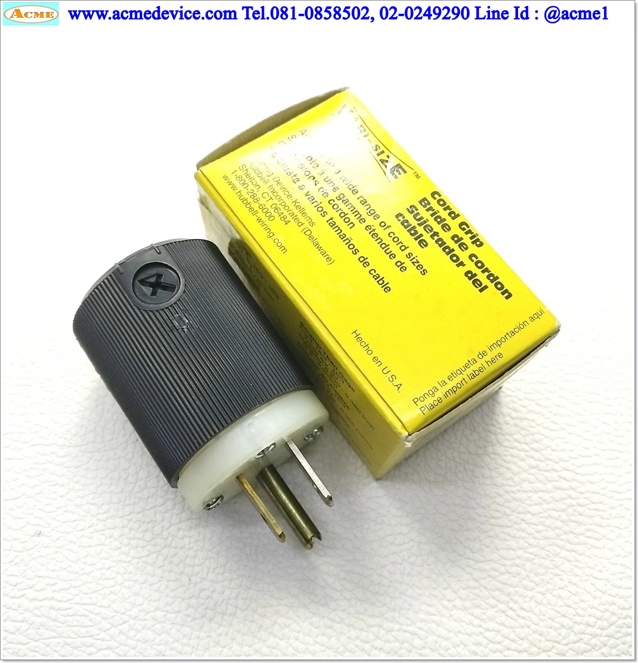 Male Plug Hubbell รุ่น HBL5266C, 3 ขา, 2 Pole, 3 Wire Grounding, 15A, 125V