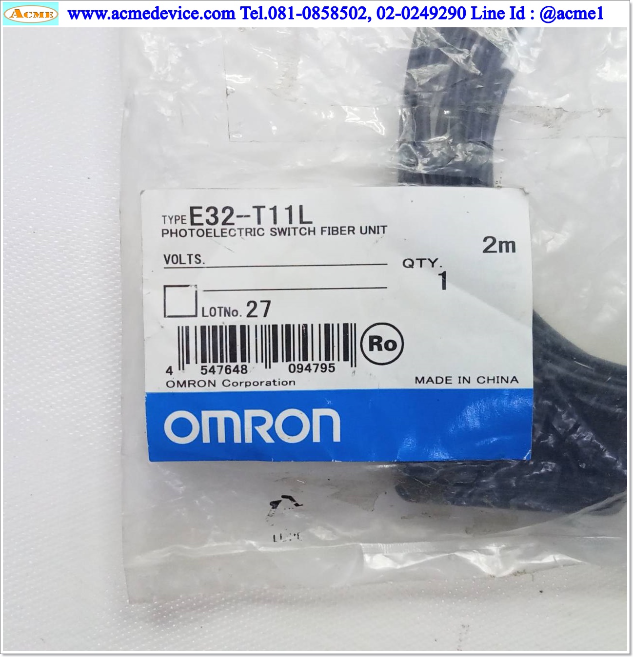 Fiber Unit Omron รุ่น E32-T11L, M4 ( รับ-ส่ง )