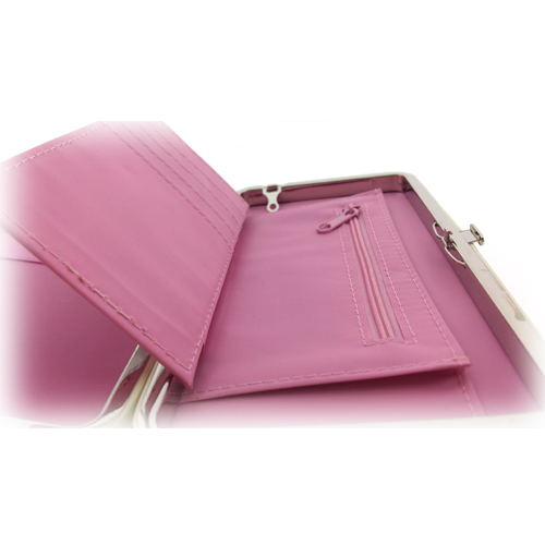 กระเป๋าใส่มือถือ/สตางค์/นามบัตร ขนาด L (สีน้ำตาลอ่อน ด้านในสีชมพู)