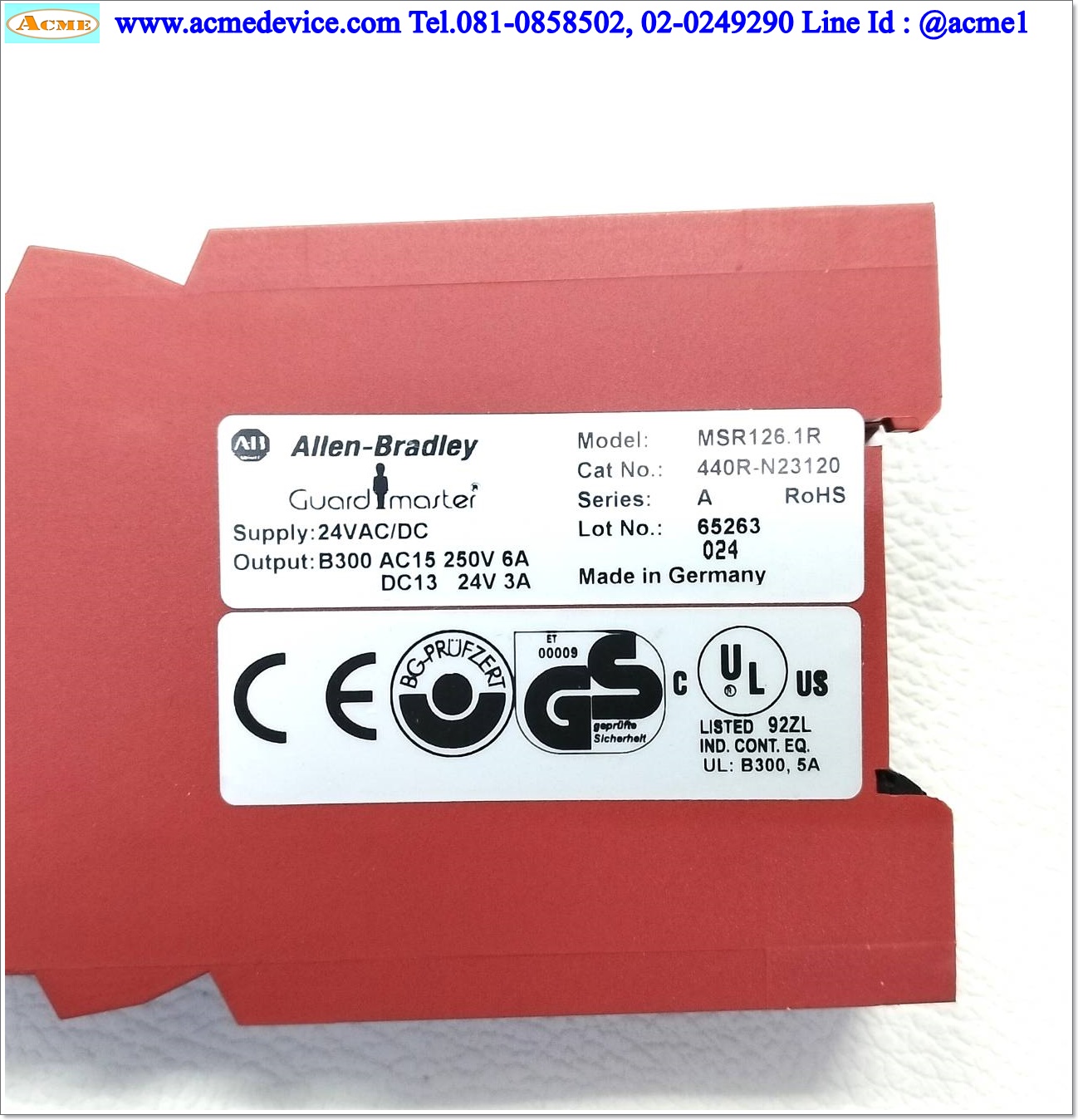 Safety Relay Allen Bradley รุ่น MSR126.1R, 440R-N23120, 24V AC/DC