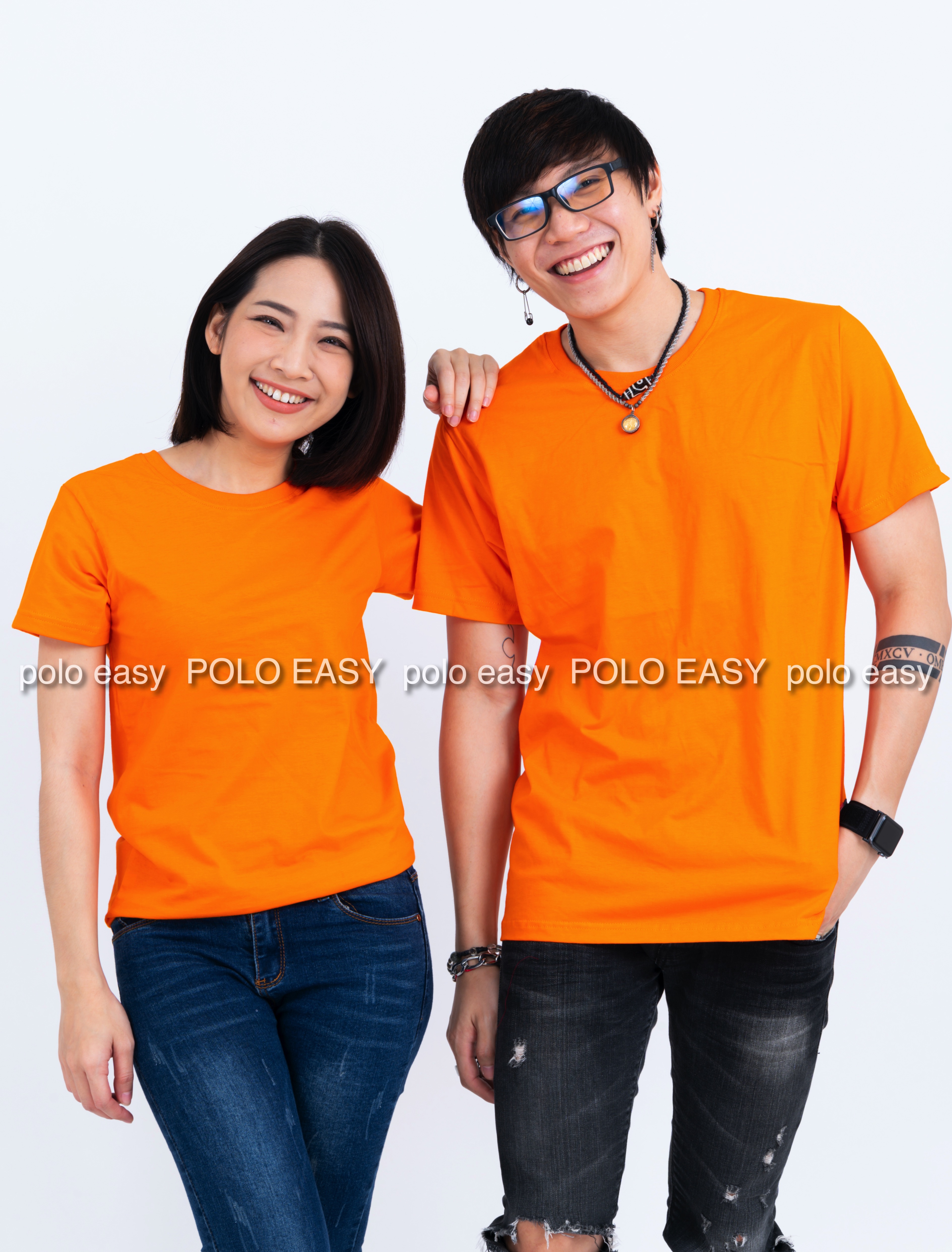2XL เสื้อยืด สีส้ม คอกลม แขนสั้น Size 2XL
