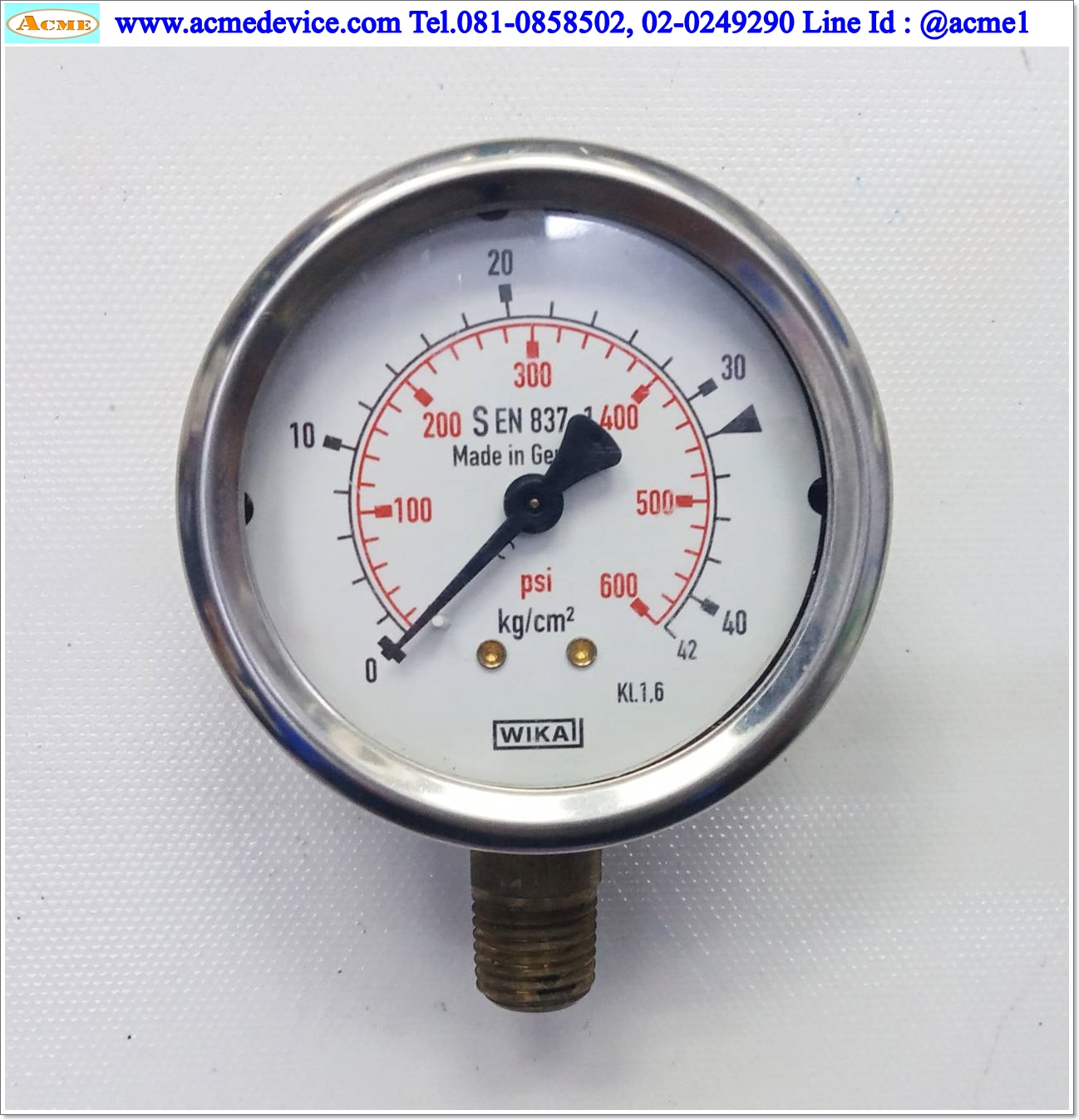 Pressur Gauge Wika รุ่น S EN 837-1, 0-600 psi