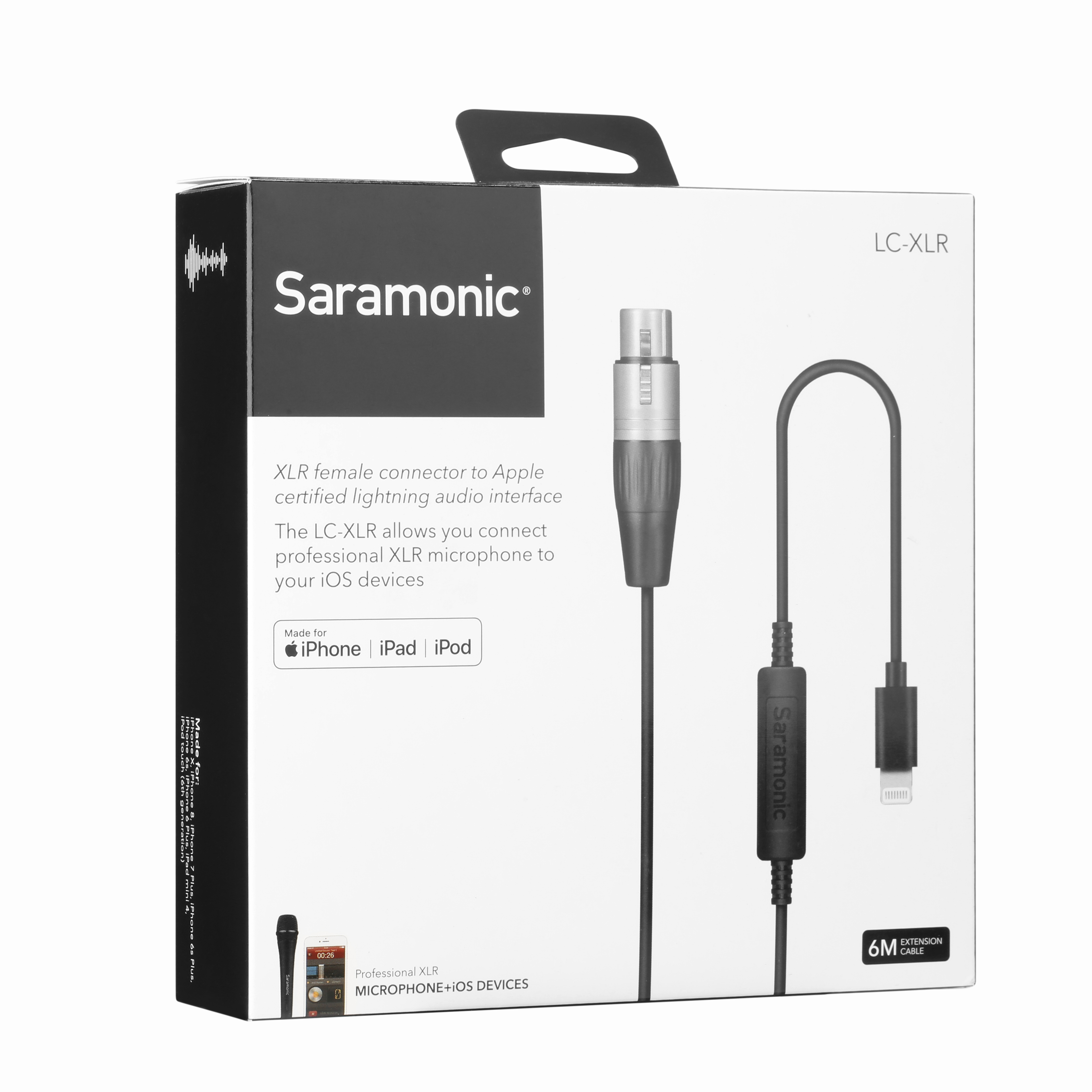 Saramonic LC-XLR 3 Pin XLR (Female) Microphone to Lightning Microphone Adapter for iPhone 7, iPhone 7plus, iPhone X, iPhone 8,iPad รับประกันศูนย์ไทย 1 ปี