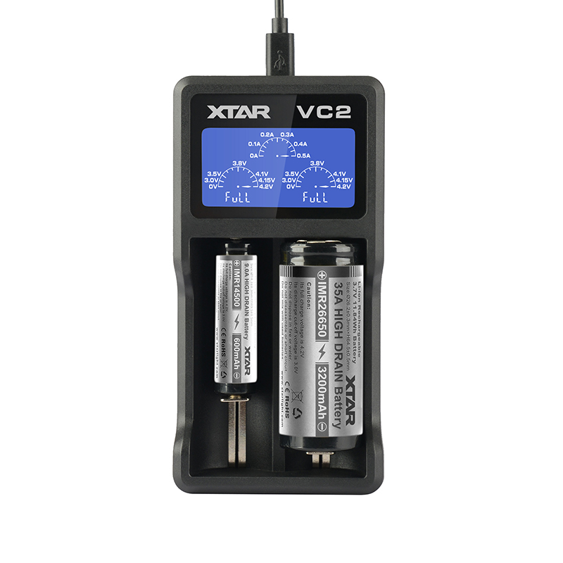 ที่ชาร์จแบตเตอรี่ XTAR VC2 USB LCD Battery Charger แสดงความจุ mAh ได้ สำหรับแบต 3.7v ของแท้ 100% สำหรับ 26650 18650 14500
