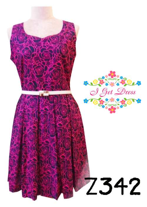 เดรสลายดอกกุหลาบสีชมพู(34)