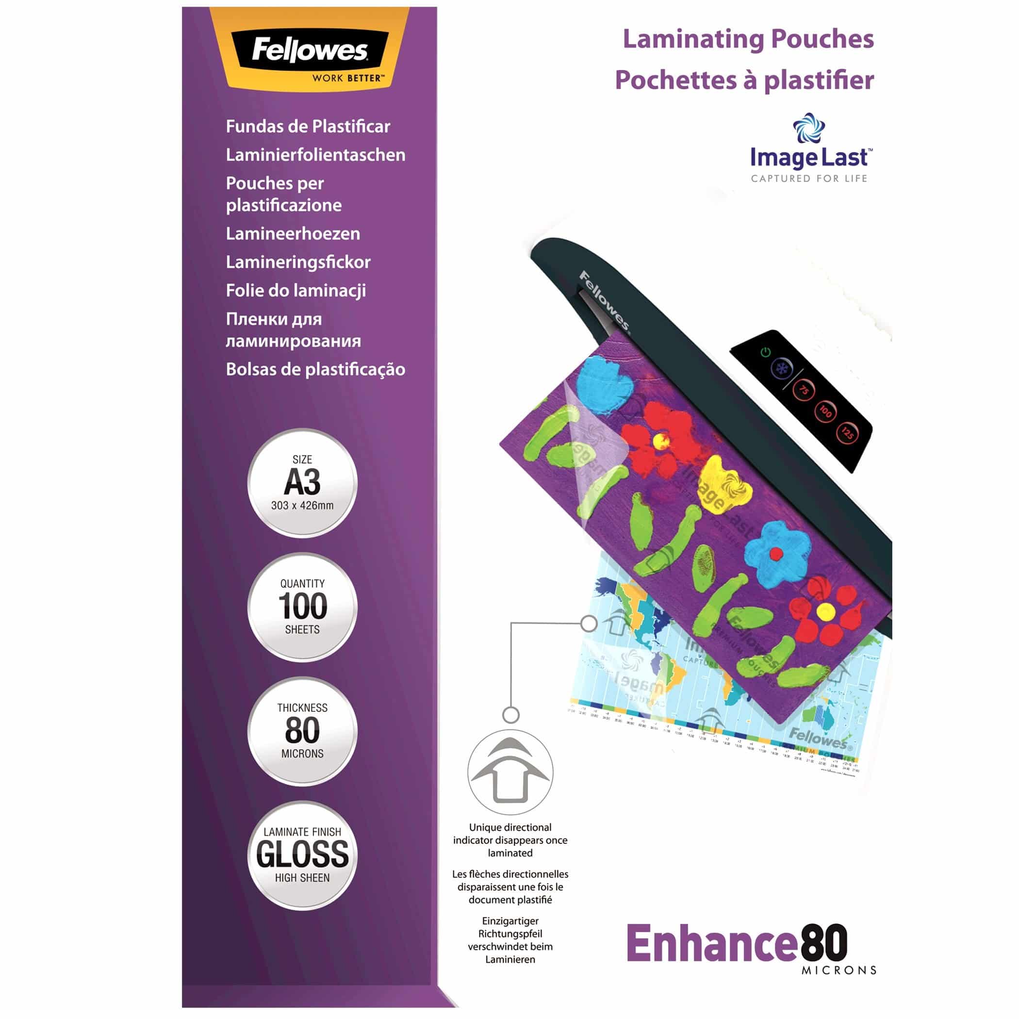 พลาสติกเคลือบ Fellowes ขนาด A3 หนา 80 ไมครอน
