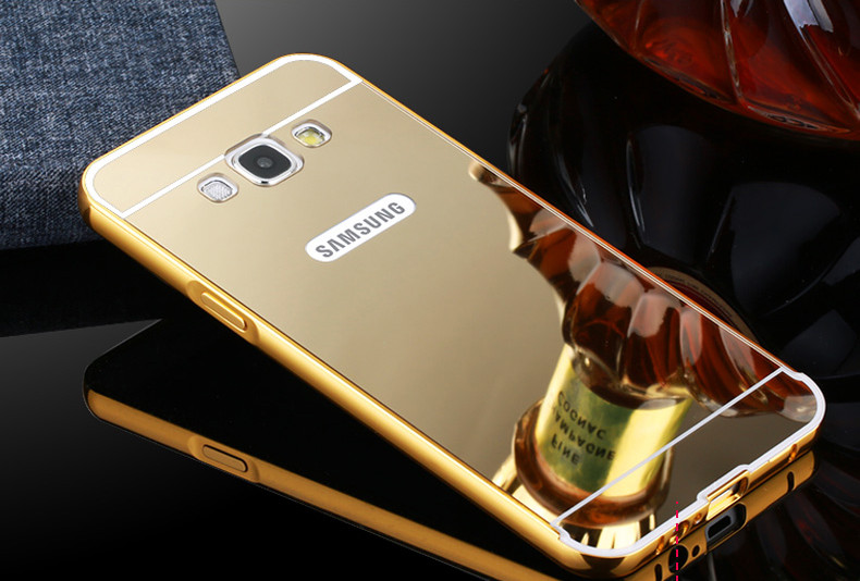 เคส A8 A8000 กรอบอลูมิเนียม+ฝาหลังอะคริลิค สะท้อน (สีทอง/เงิน/ดำ/ชมพู)