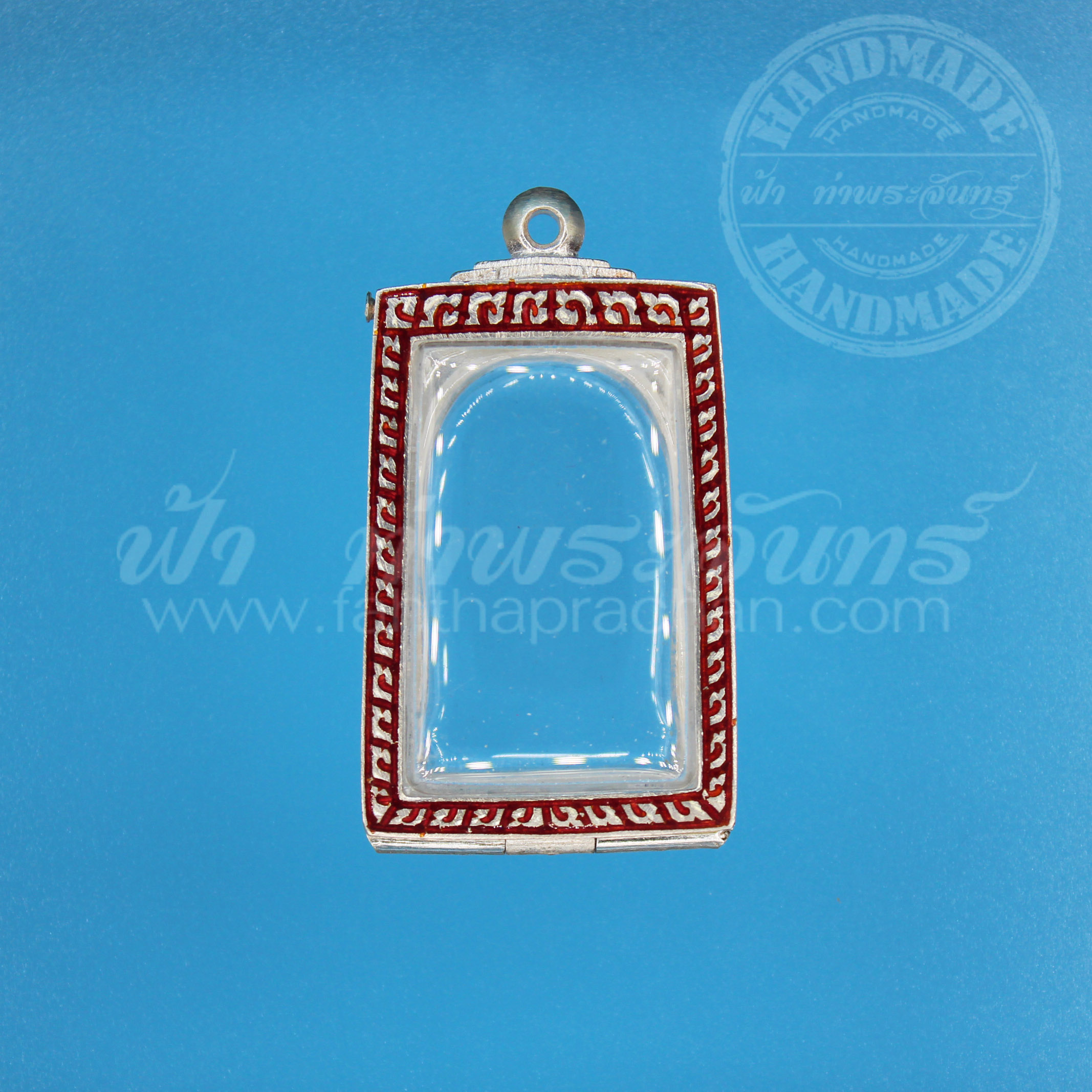 ตลับสมเด็จ เงินแกะลาย ลงยา 92.5%