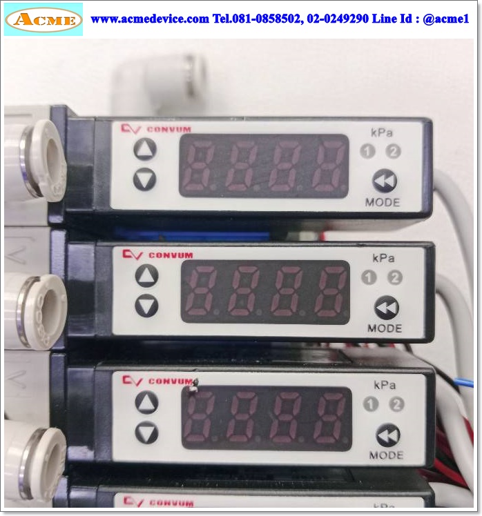 Vacuum Ejector Convum รุ่น MC22 series + MPS-V23C-NGA (6), -87kPa, 24Vdc, NPN, Analog Out 1-5V