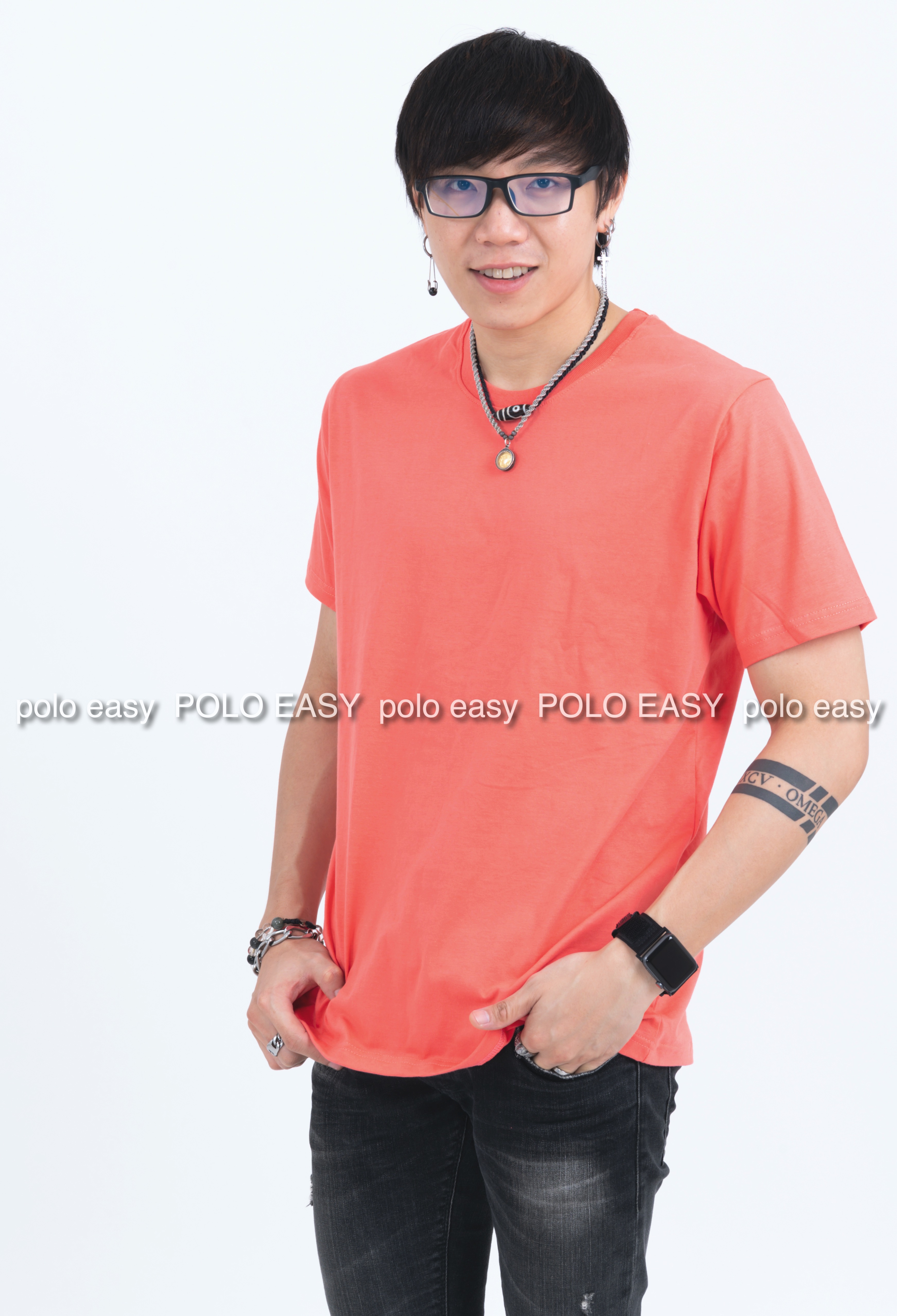 XL เสื้อยืด สีโอลด์โรส คอกลม แขนสั้น Size XL