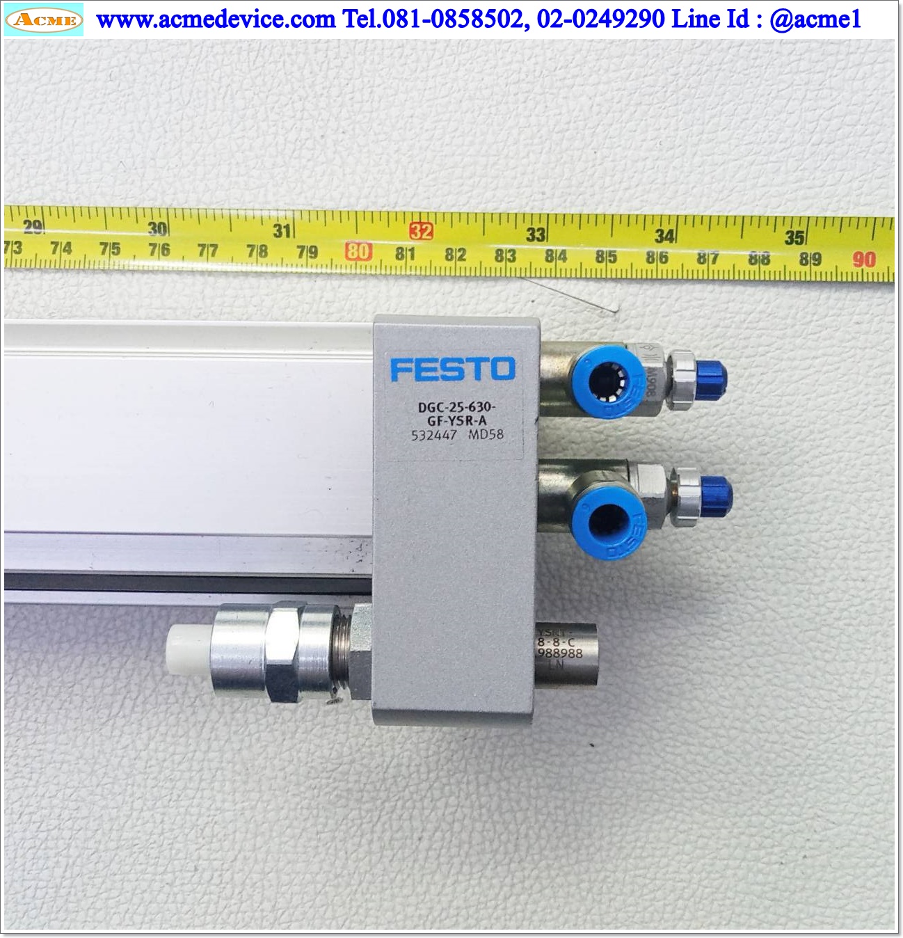 Rodless Festo รุ่น DGC-25-630-GF-YSR-A, Bore 25 mm., Stroke 630 mm.