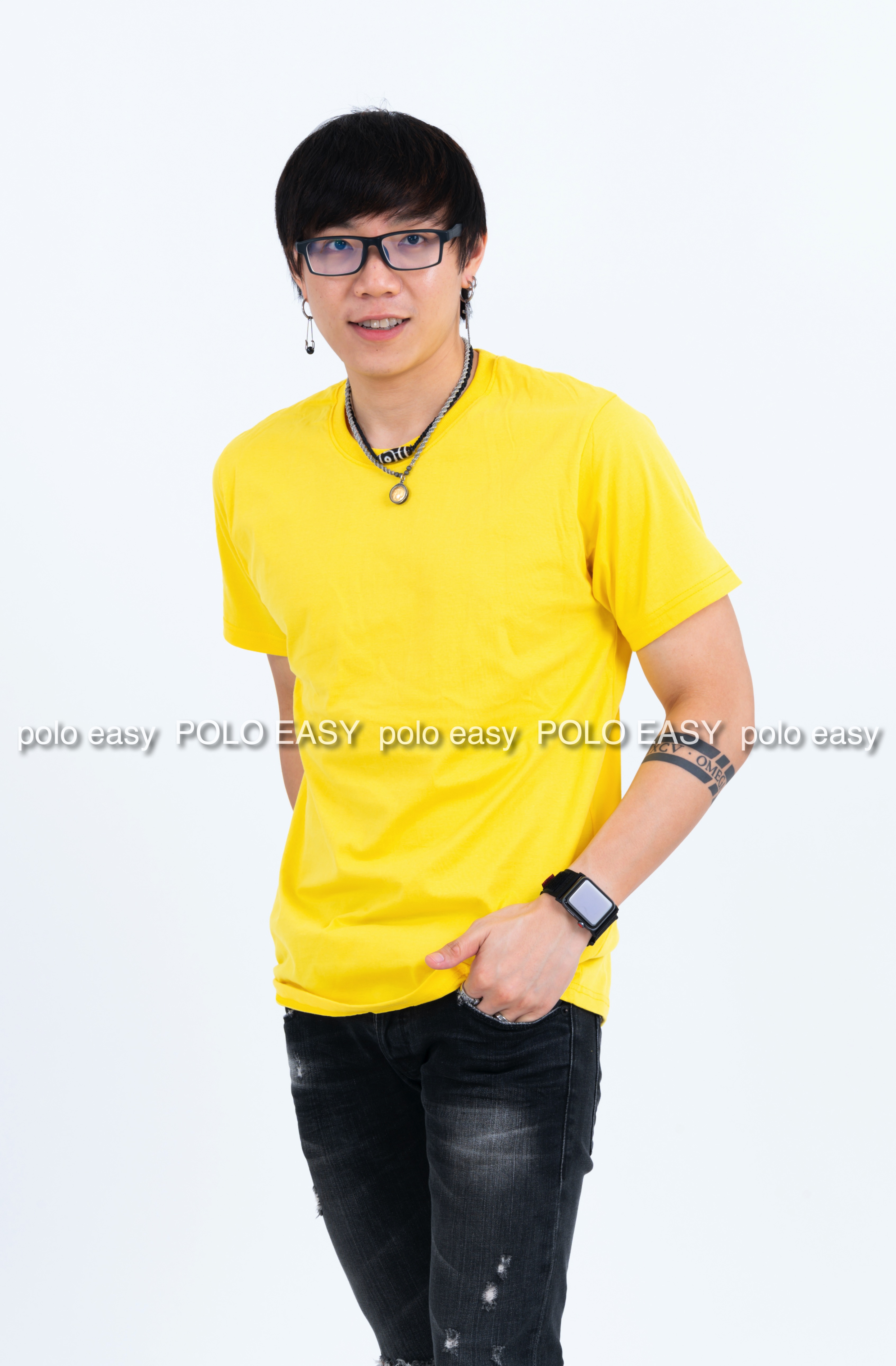XL เสื้อยืด สีเหลือง คอกลม แขนสั้น Size XL