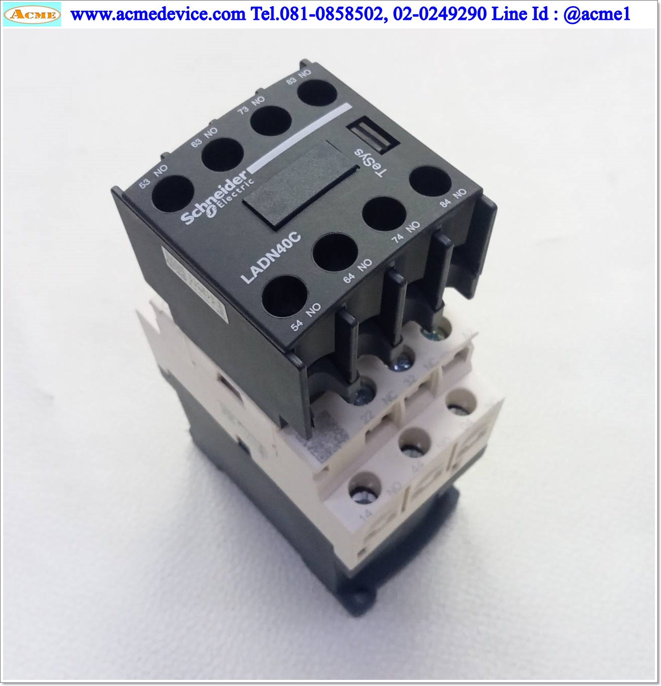 Control Relay Schneider รุ่น CAD32BD + LADN40C, 10A, Coil 24Vdc (หน้าดำ)