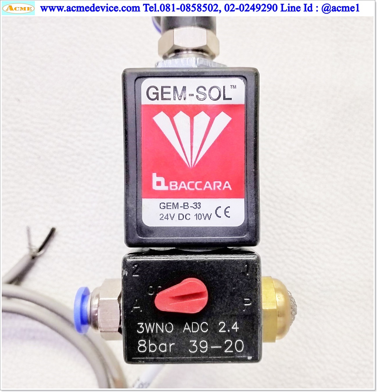 Solenoid Valve Baccara รุ่น 3WNO ADC 2.4, GEM-B-33, 1/4, 24Vdc