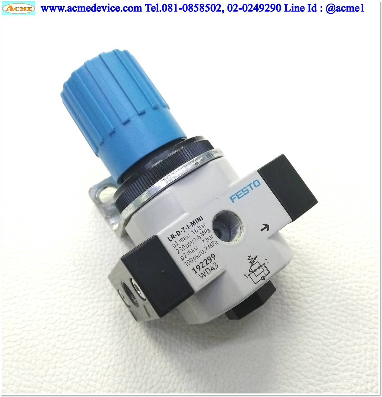 Regulator Festo รุ่น LR-D-7-l-MINI, 0.5-7 Bar, G1/8