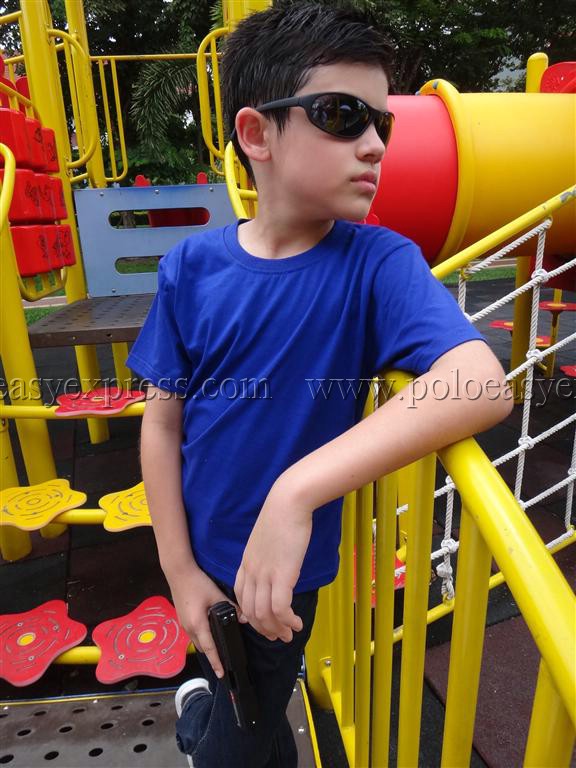 เสื้อยืดเด็ก สีน้ำเงิน คอกลม แขนสั้น Size M