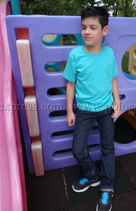 เสื้อยืดเด็ก สีเขียวมิ้นต์ คอกลม แขนสั้น Size L