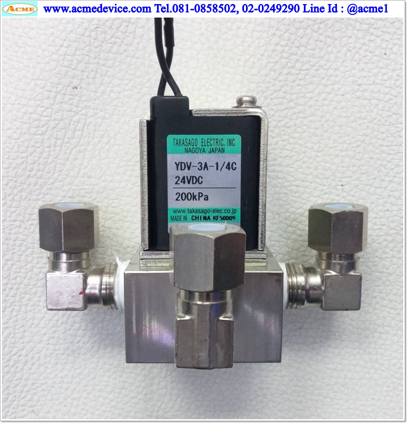 Solenoid Valve Takasago รุ่น YDV-3A-1/4C, 3/2, 24Vdc