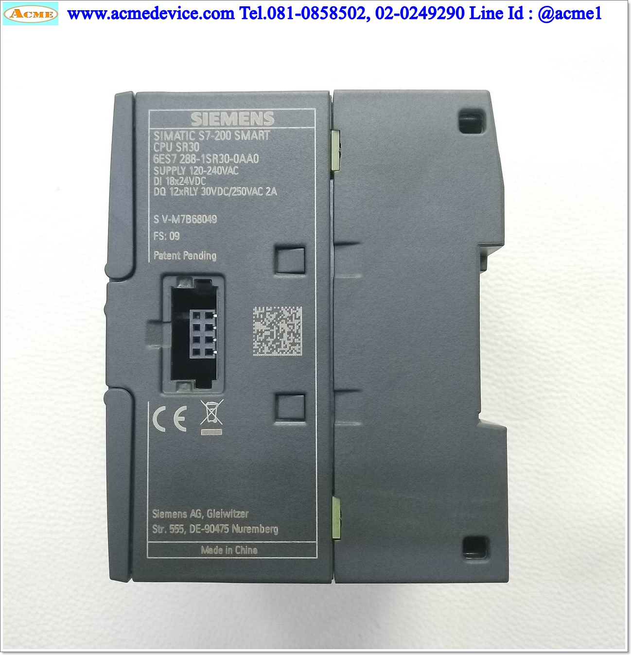 PLC Siemens Simatic S7-200 Smart รุ่น 6ES7 288-1SR30-0AA0, CPU CR30, DI 18, DQ 12