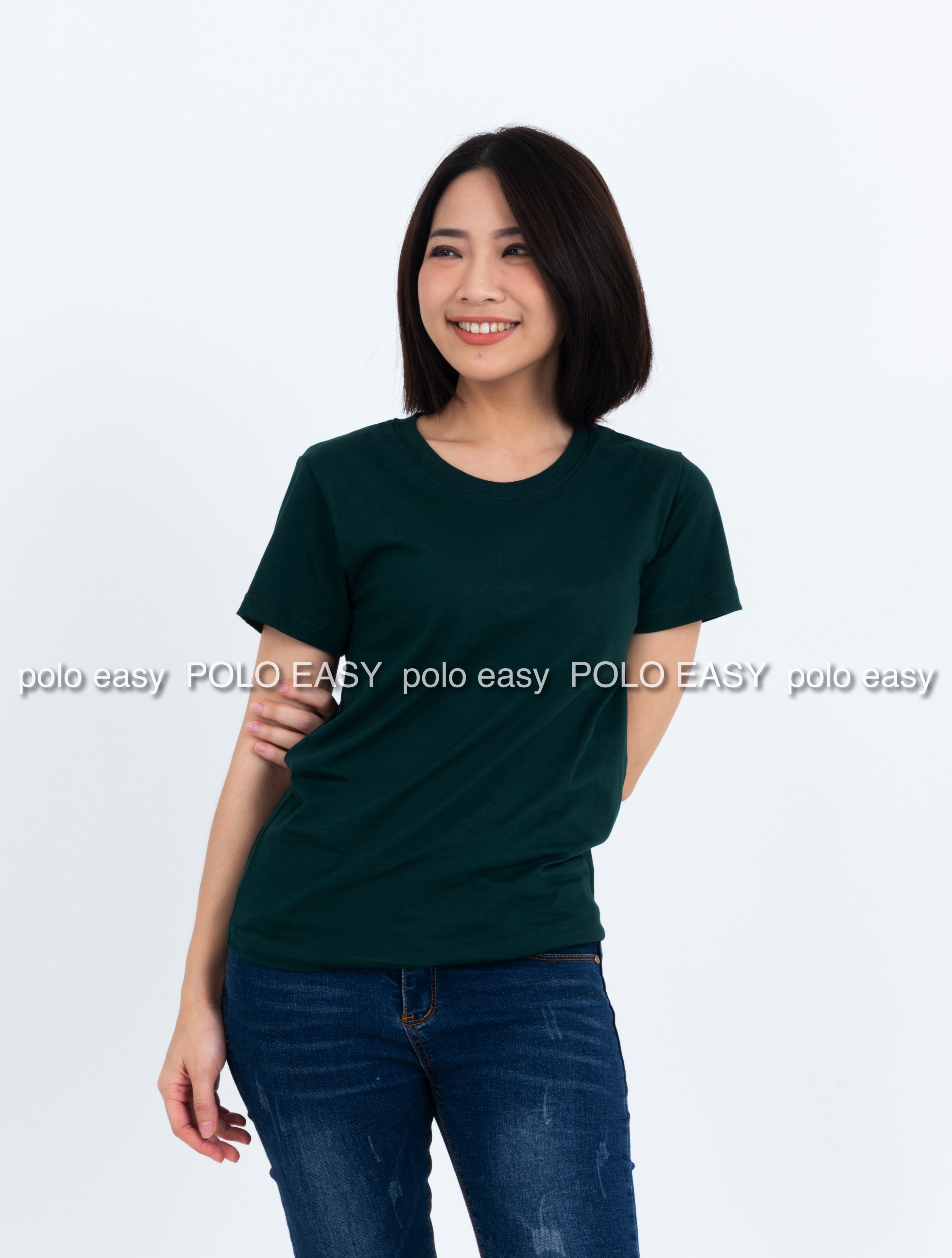 S เสื้อยืด สีเขียวหัวเป็ด คอกลม แขนสั้น Size S