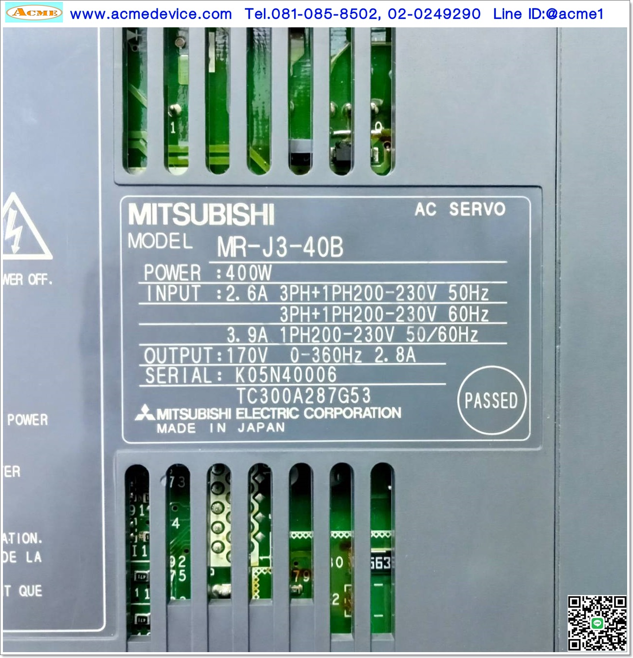 Servo Drive Mitsubishi รุ่น MR-J3-40B, 400W