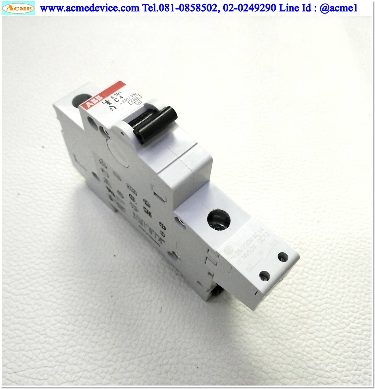 Miniature Circuit Breaker ABB รุ่น S 201 C4, 4A, Curve C, 1P