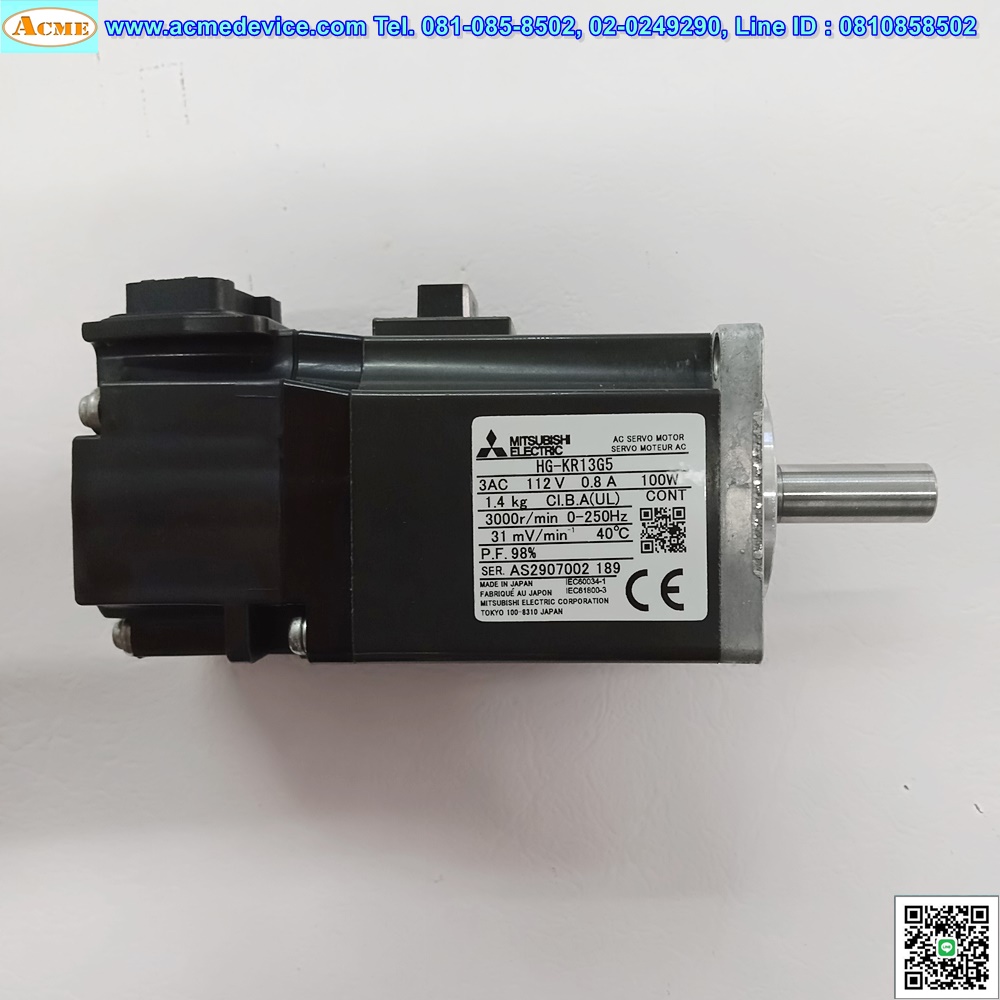 Servo Motor Mitsubishi รุ่น HG-KR13G5, 100w (for J4)