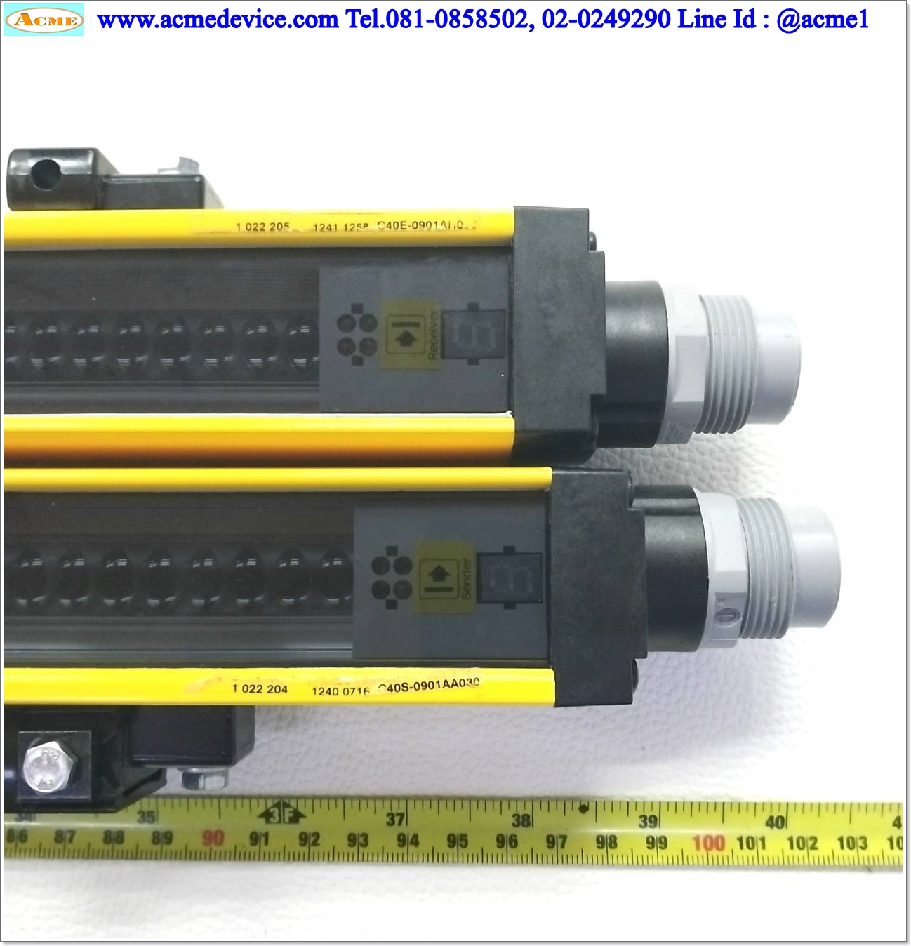 Area Sensor Sick รุ่น C40E-0901AH030 + C40S-0901AA030, 24Vdc, Resolution 14 mm, ยาว 900 mm., ระยะ 2.5 M, PNP