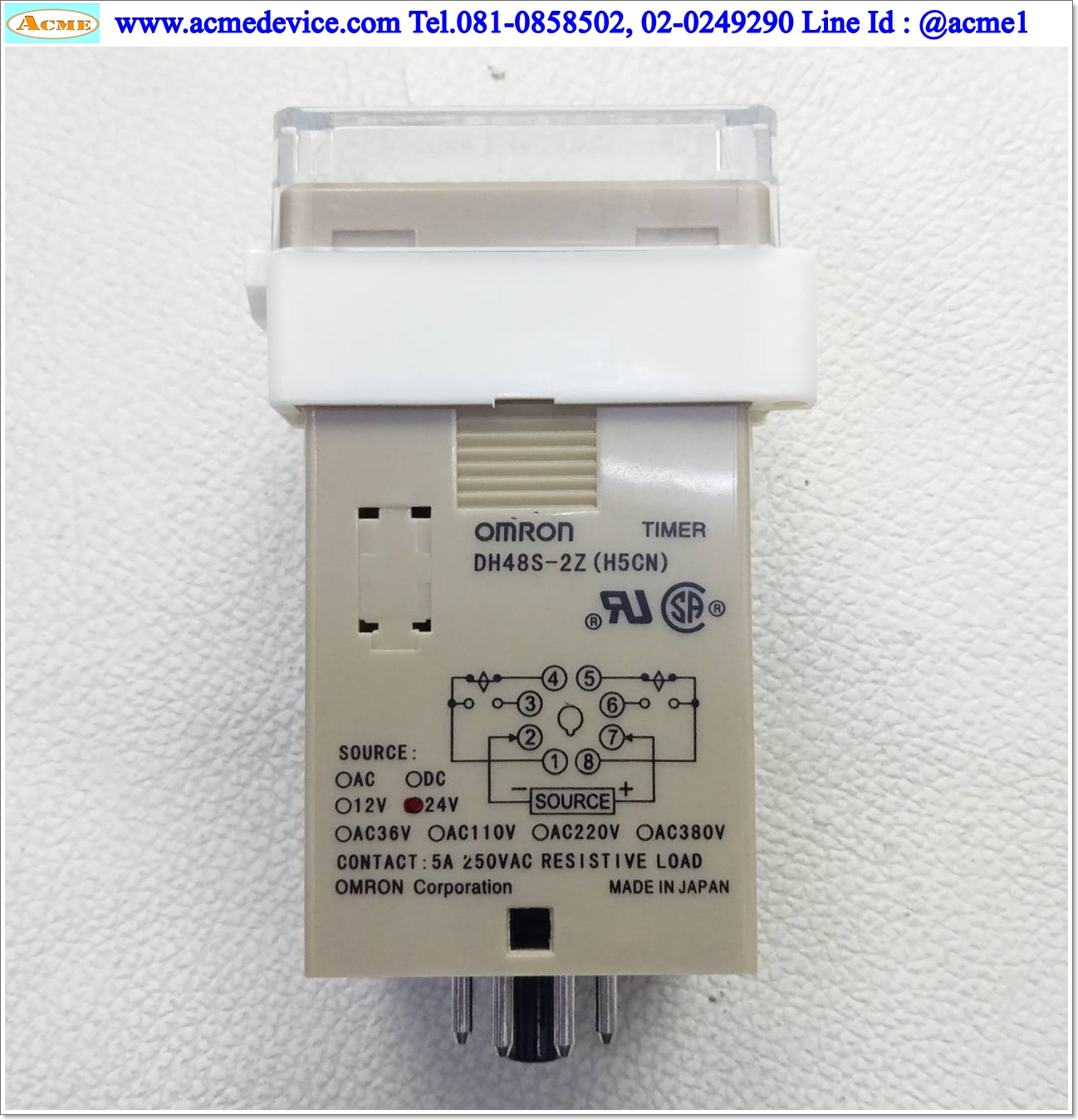 Timer Omron รุ่น DH48S-2Z + Socket รุ่น PF-083A, 0.01S - 99H99M, 24Vac