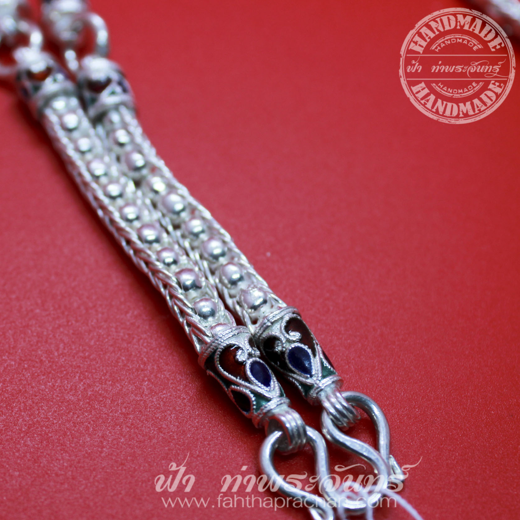 สร้อยคอเงินแท้ 92.5 ลายเกลียวเชือกสลับลายประคำเงิน แบบ 3 ห่วง