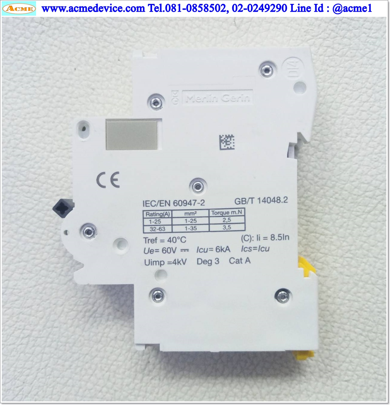Breaker 1P Schneider รุ่น C65N-DC C 6A, DC, Maximum Voltage 60Vdc