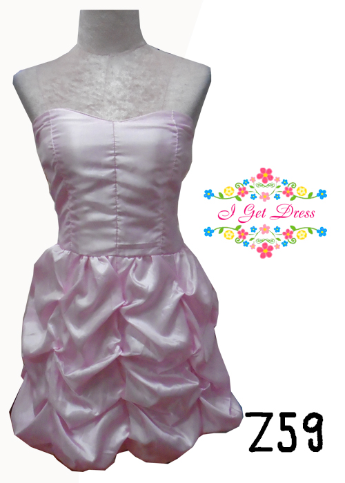 ราตรีสั้นเกาะอกสีชมพุหวาน(ฟรีไซส์)