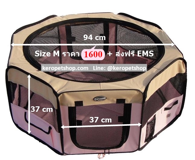 กรงสุนัข คอกสุนัข สัตว์เลี้ยง คอกสุนัขพับได้ ขนาด M 94x37 cm (กว้าง*สูง)