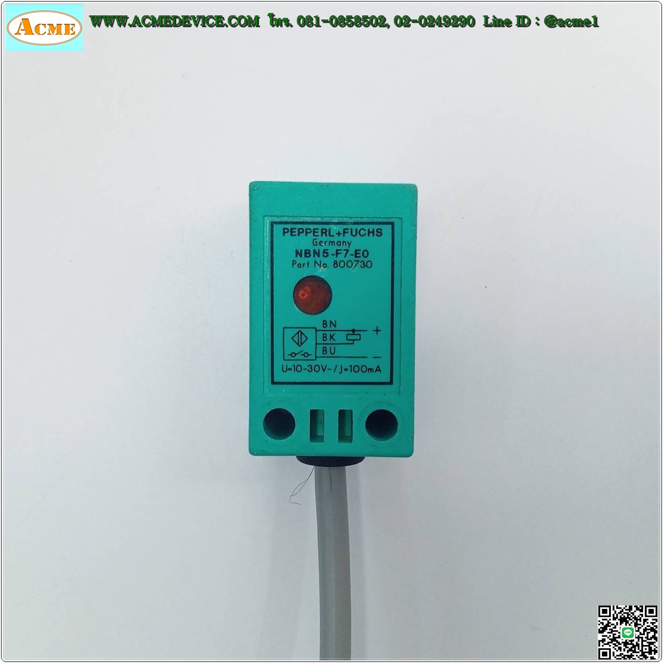 Proximity Pepperl+Fuchs รุ่น NBN5-F7-E0, ระยะ 5mm, 3Wire, NPN, NO