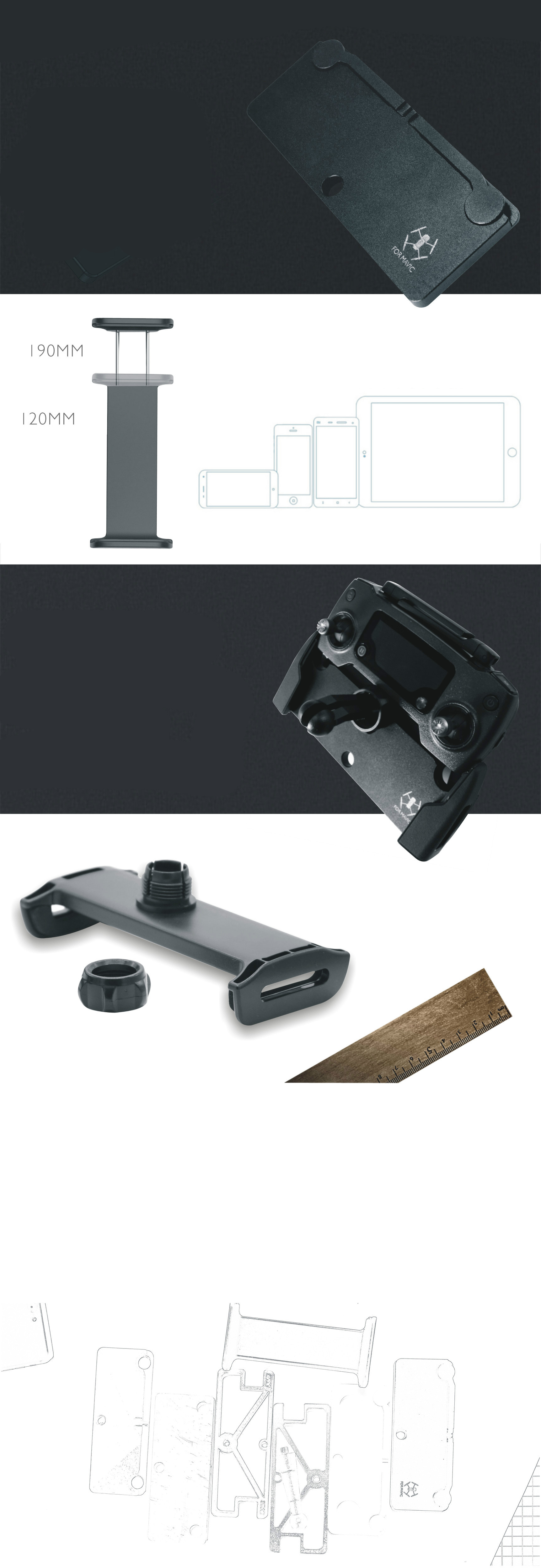 ตัวหนีบไอแพด (Pad holder) สำหรับรีโมท Dji mavic pro,spark