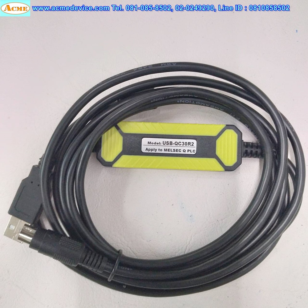 Download cable สายโหลด รุ่น USB-QC30R2, ใช้กับ PLC Mitsubishi, Q Series และจอทัชสกรีน A900 (2.5 m.)