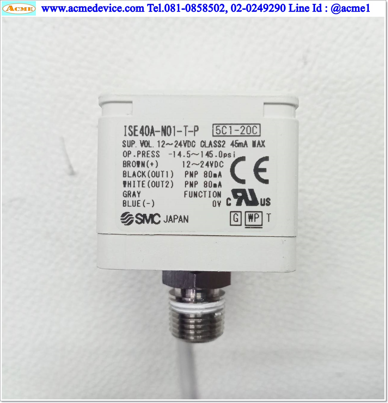 Vacuum/Pressure SMC รุ่น ISE40A-N01-T-P, -14.5 to 145.0 PSI, PNP