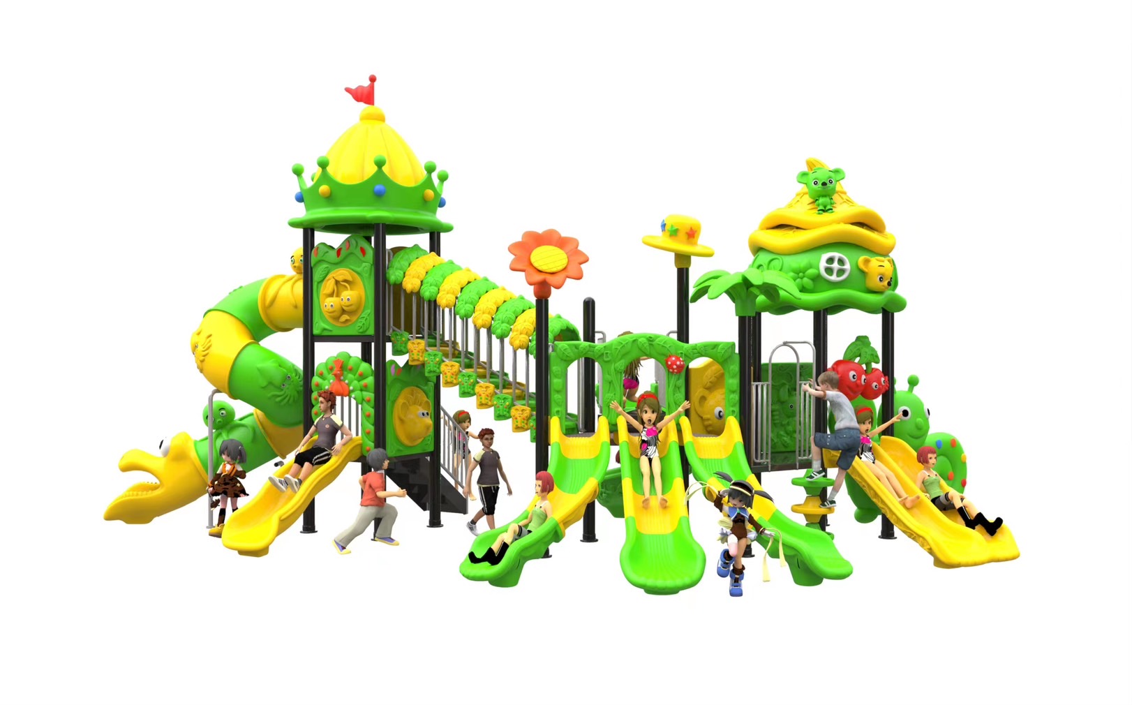 เครื่องเล่นสนามกลางแจ้ง ชุด Snail Triple Slide ( Green )