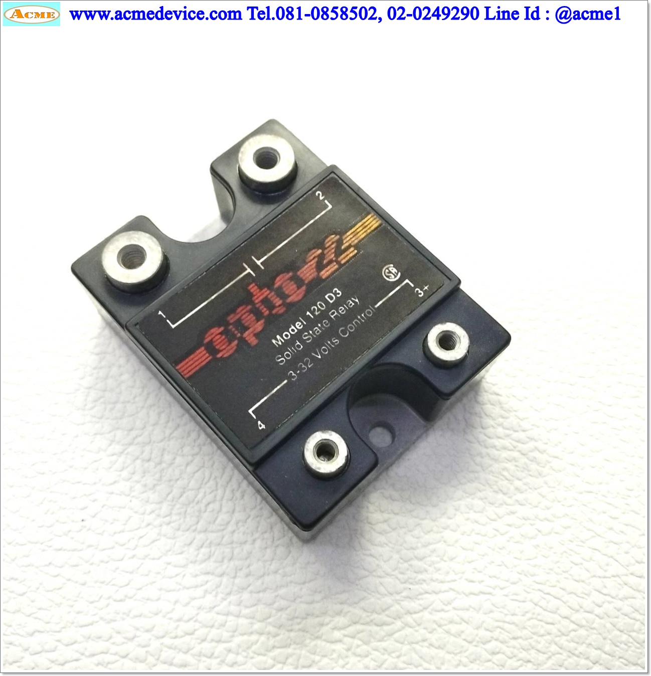 Solid State Opto 22 รุ่น 120D3, Input 3 to 32 Vdc, Output 120Vac, 3A