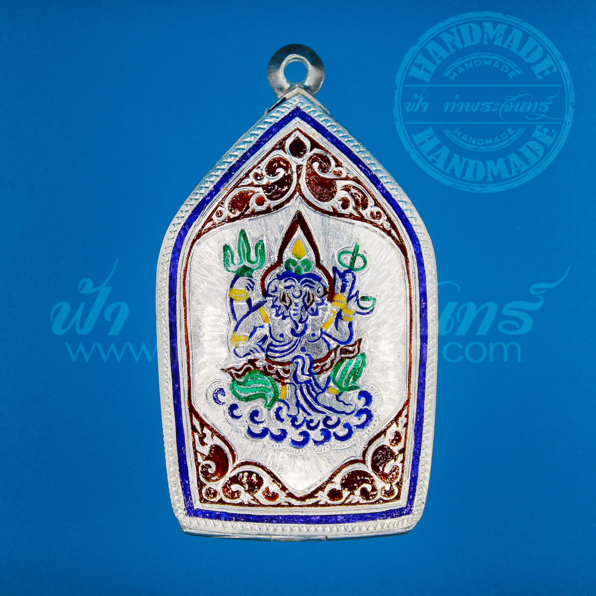 ตลับขุนแผน ปิดหลัง เงินแกะลาย ลงยา 92.5%